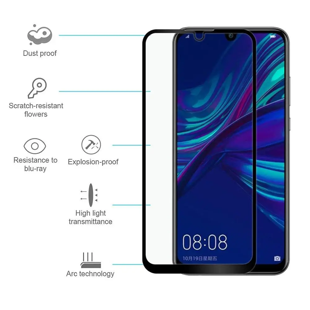 5D Full Glue Cover Black Tempered Glass for Huawei Enjoy 9 9S 9E Protective Film Glass for Huawei Enjoy 9 PLUS Screen Protector