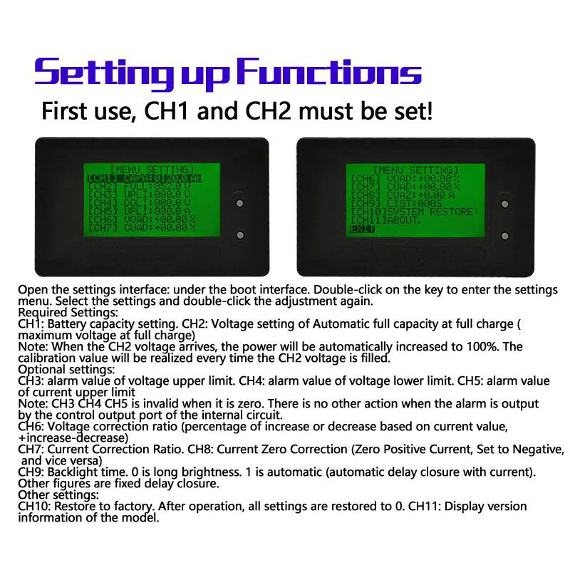 DC 200V Coulomb Meter Battery Capacity Power Display Voltmeter 24V 48V 60V Li-ion Lead-acid Lifepo4 BMS charge discharge meter