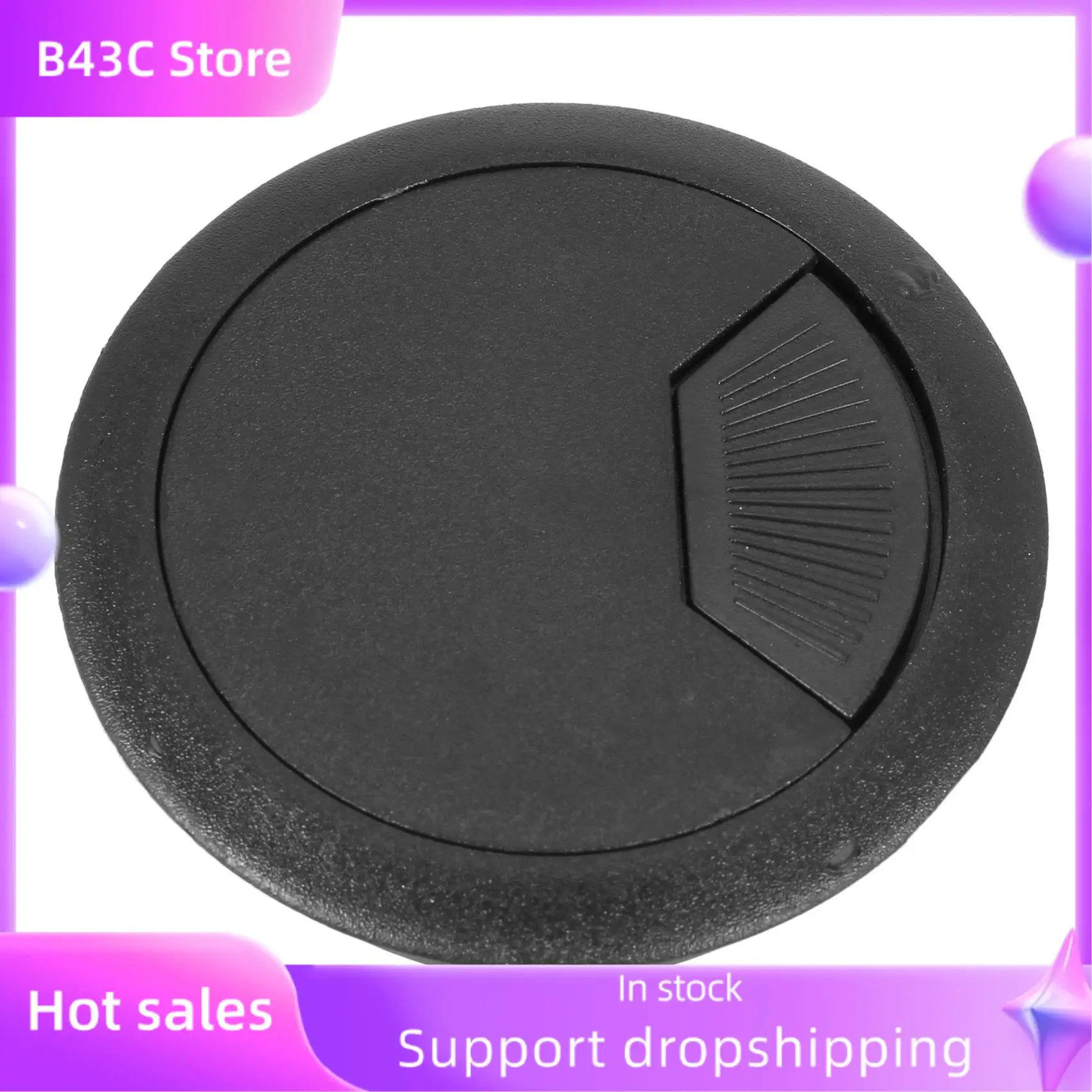 

B14C 10 Pcs Round Plastic Computer Desk Cable Grommet Hole Cover 50Mm Black