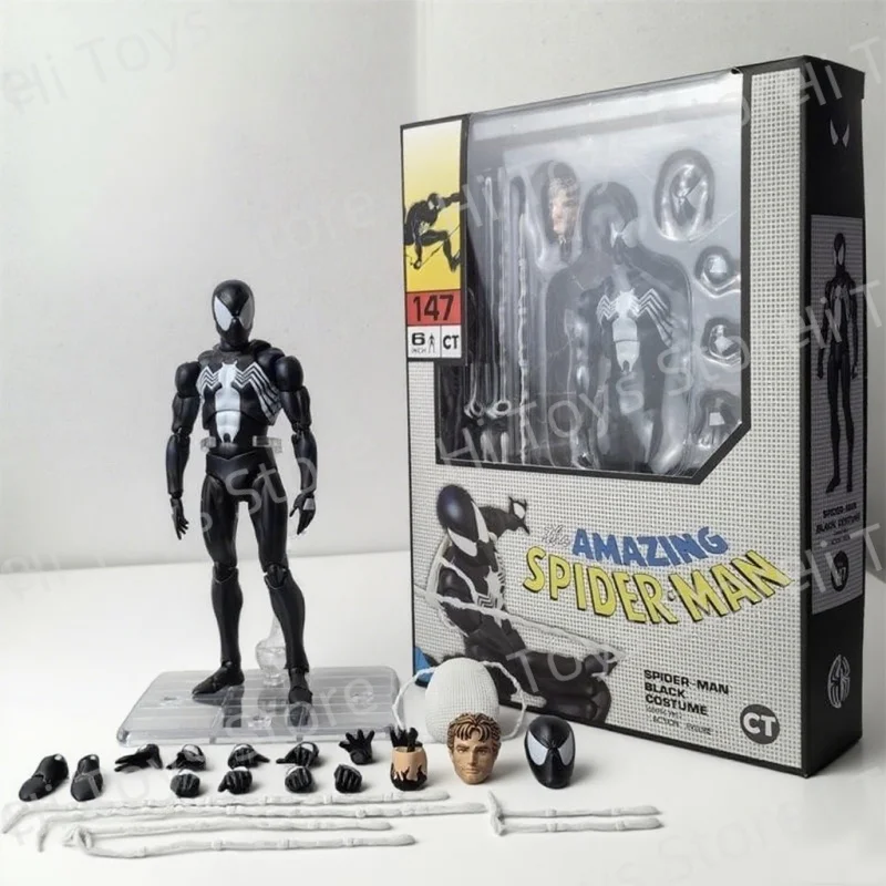 Nuovi giocattoli Ct Spiderman Figura Mafex 147 Abito nero simbiotico Venom L'incredibile Spider-man Anime Action Figure Regali Giocattoli In magazzino