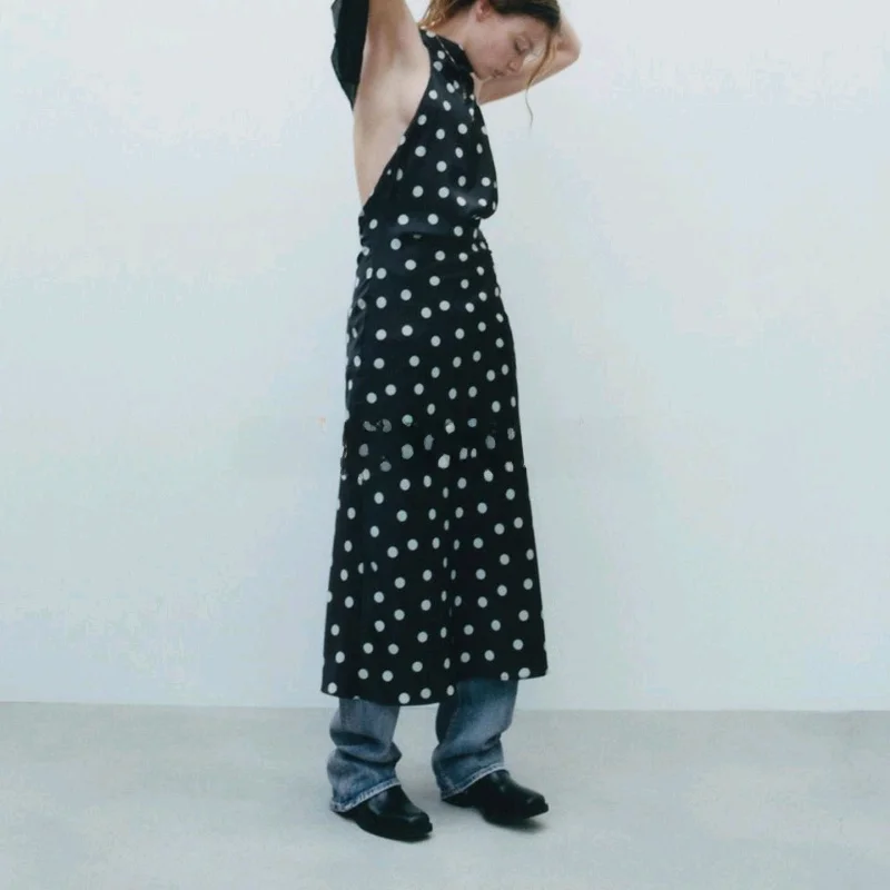 Outono nova chegada feminina dr com nó lua padrão cetim textura casual sle x versão sem sve fibra de poliéster