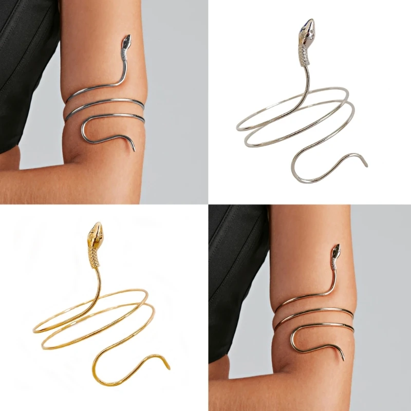 Mean Serpent Gothic Arm Cuff Snake-shape Swirl Body Gold/Silver Armlet Armband Rocking Malicious Snake Armlet Armband