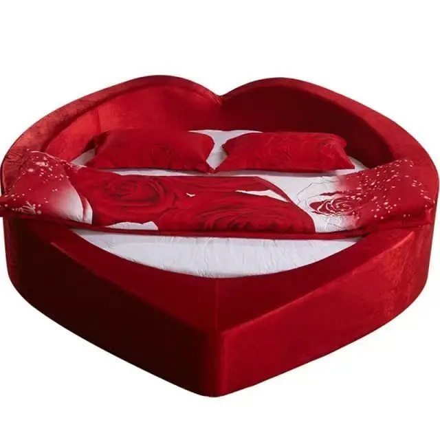 

&*2025 Hot Sale Modern Bedroom Furniture Set Blue Fabric Circle Beds for Adults love Hotel king Size Velvet Round Bed