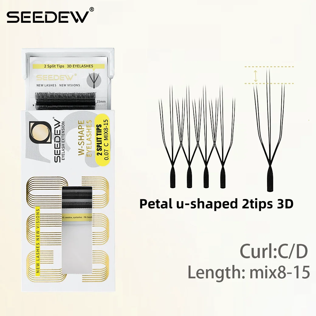 SEEDEW U Shape Petal 3D Soft Light Natural Eyelash Extensions 0.07mm C/D U Shape Eyelash