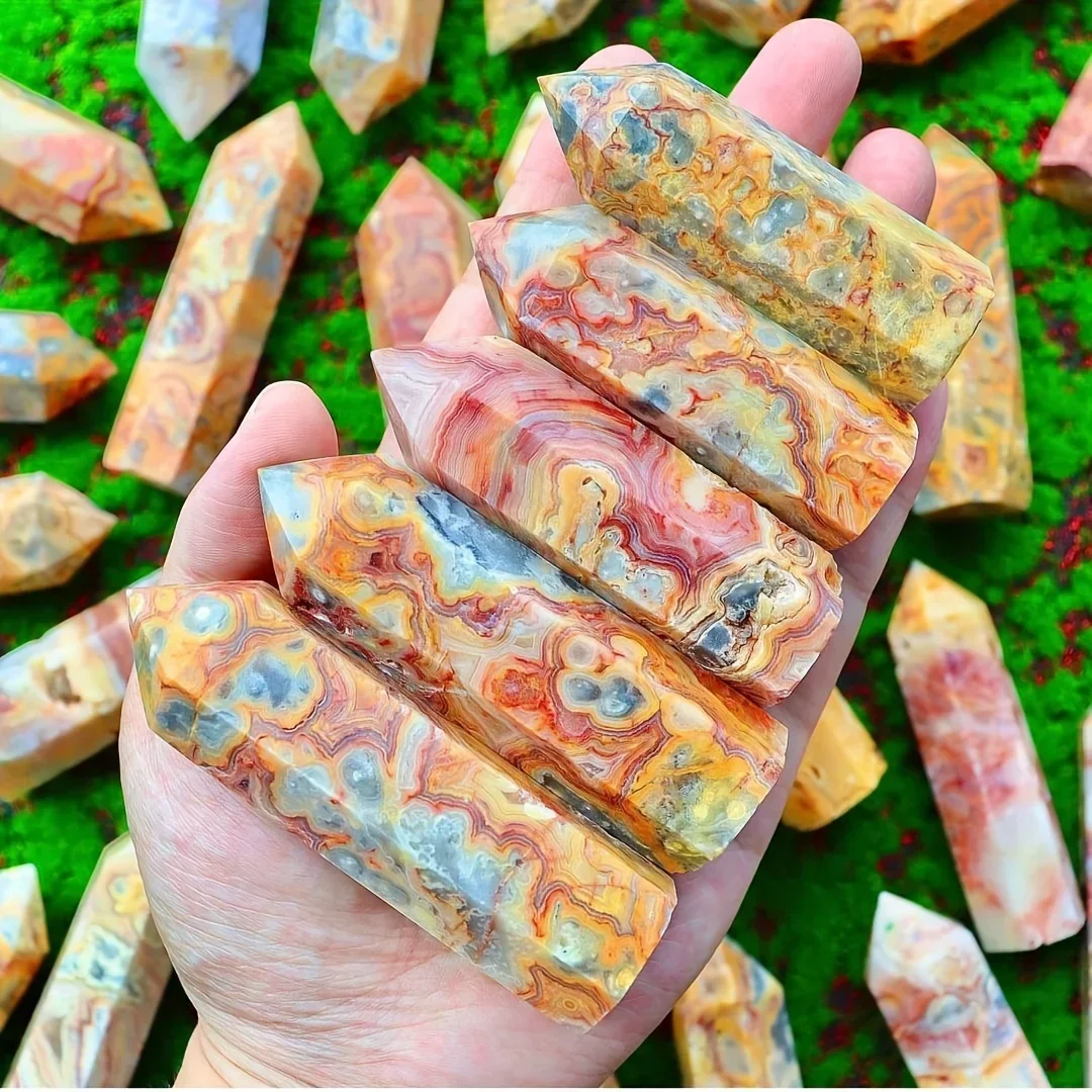 1pc Grace Crazy Agate Obelisk Tower, Elegant Natural Agate Column Decor for Home & Office, Mother's Day, Children's Day Gifts
