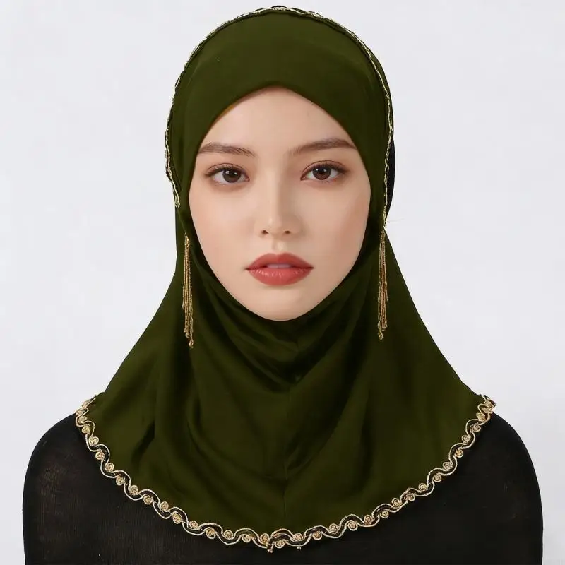 غطاء رأس من الدانتيل الذهبي متعدد الوظائف من Y3NE للإناث العصريات، مزيج عملي من البوليستر بين التقاليد والأزياء