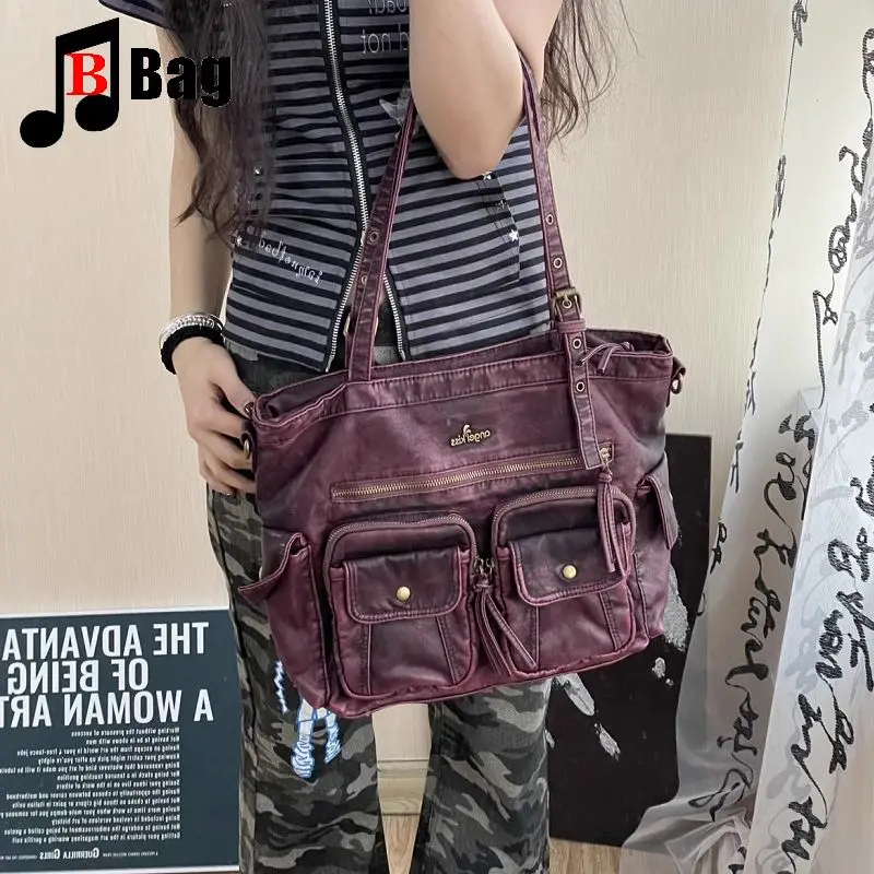 

Harajuku Y2K Gothic Women’s Girls subculture Handbags Versatile One Shoulder Make old motorcycle bags high-capacity Bag Totes