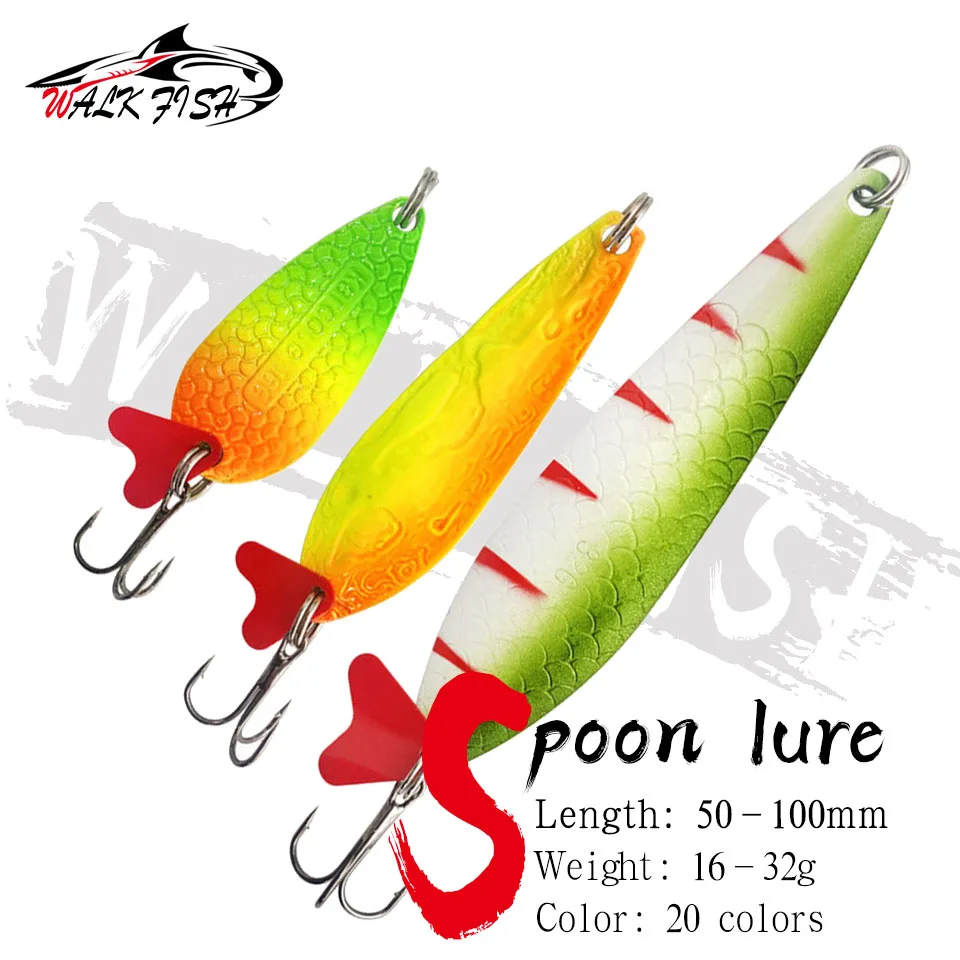 WALK FISH 16g 18g 21g 25g 28g 32g Metal Spinner Spoon Fishing Lure Hard Baits Sequins Noise Paillette Treble Hook Fishing Tackle