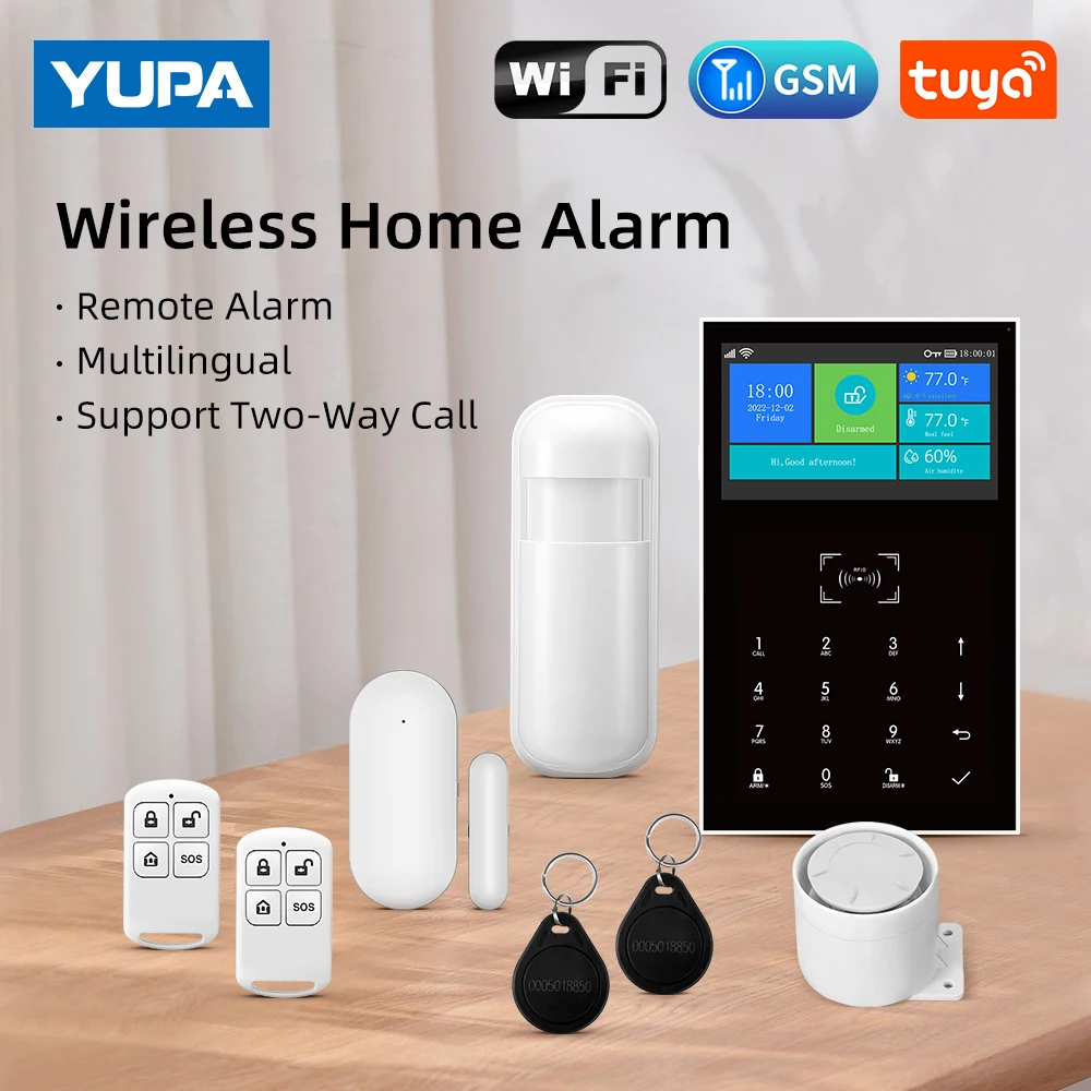 YUPA Tuya Smart Home Alarm System Suitable For Family Indoor Alarm WiFi Phone Remote Security Alarm Support Alexa & Google Home