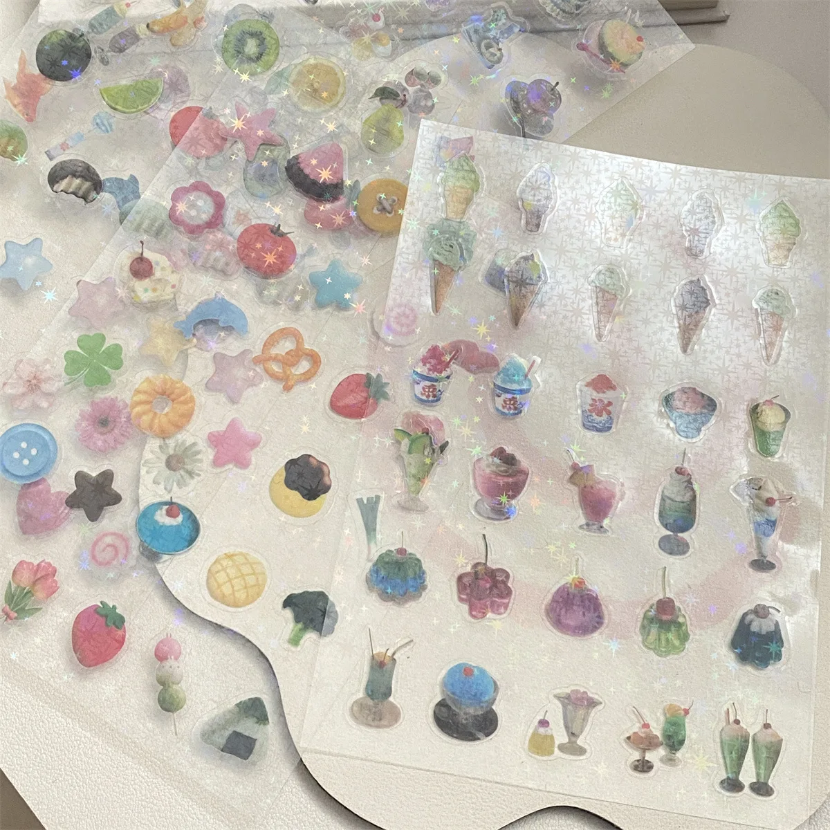 عالية المظهر دولفين الصودا الآيس كريم الكرتون قطع لاصق غشائي مزدوج شفاف ليزر ستار كتيب ديكور المواد ملصق #2