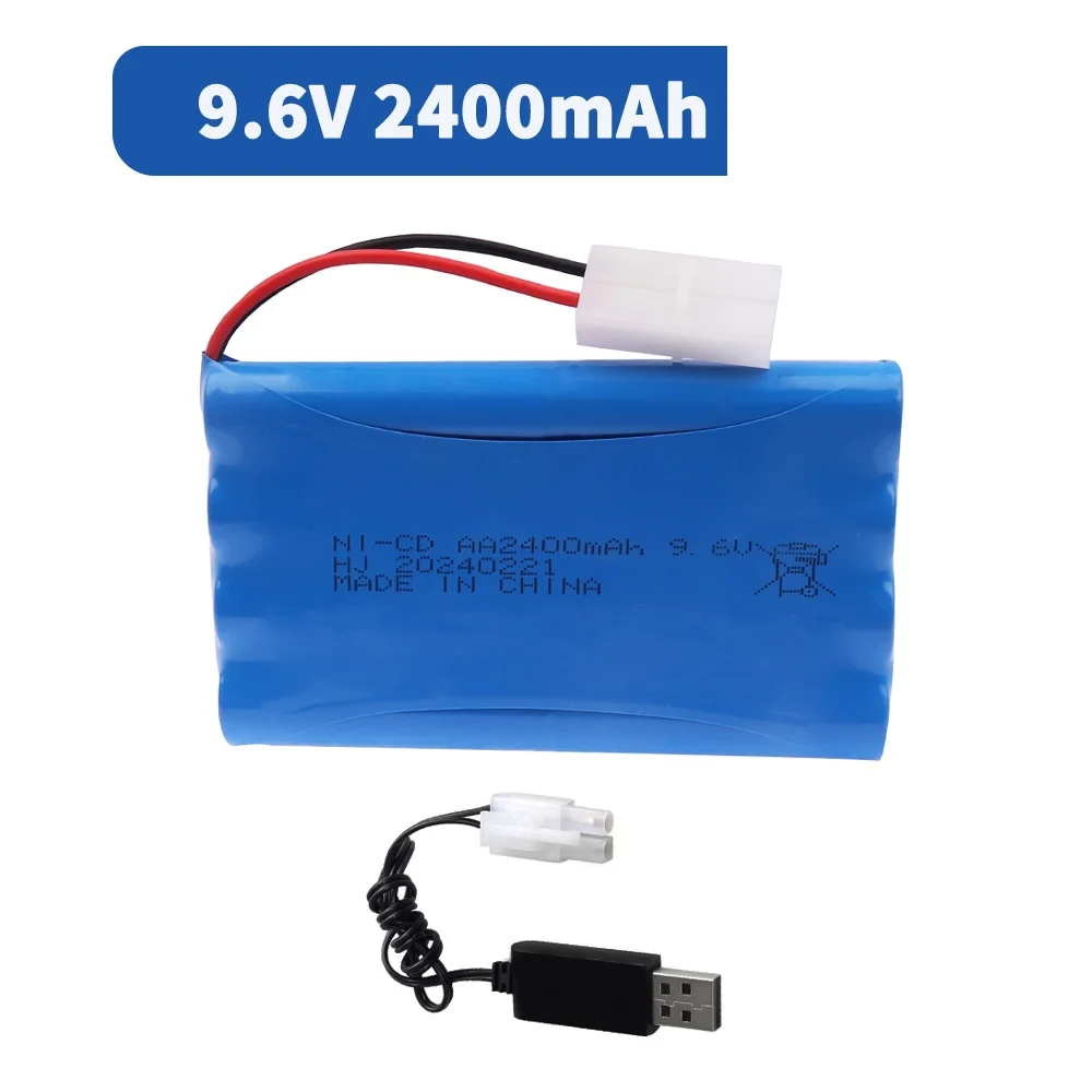 Batteria AA Ni-CD da 9,6 V 2400 mAh con USB per giocattoli Rc Car Tank Train Robot Boat Gun Parti Batteria ricaricabile da 9,6 V 1000 mah