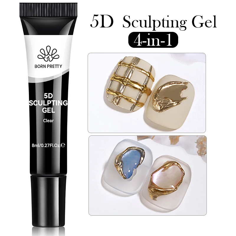 

BORN PRETTY 5D Sculpting Gel For Manicure Design Gel Nail Supplies Clear Varnis Semi Permanent for Shapeable Mirror Nails