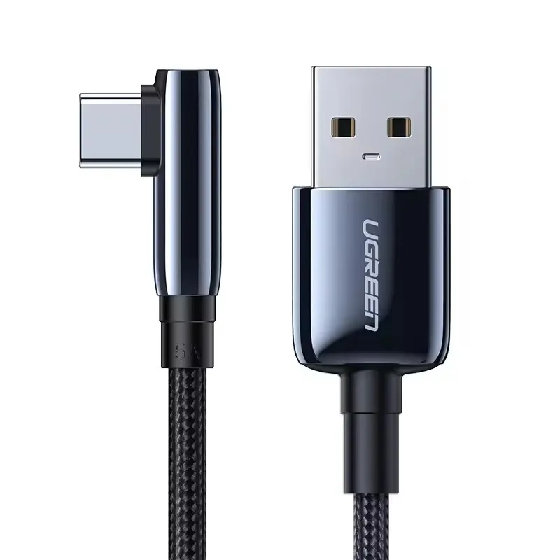 US317 UGREEN USB C Cable Right Angle USB a to USB C Cable High Purity Zinc Alloy Shell Braided Cord Humanized 90 Degree Design
