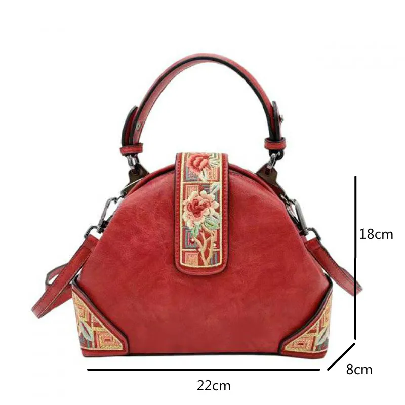 Johnature Retro Embroidery Luxury Handbags Women Bags Designer 2024 New Versatile Chinese Style Lady Leather Shoulder Bags