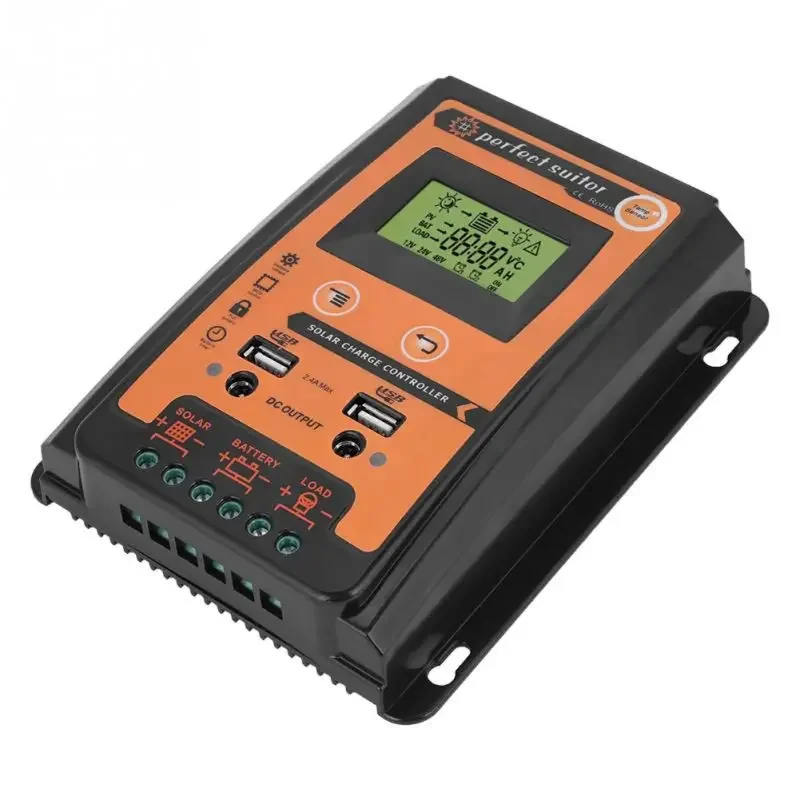 DC Multifunctional Solar Controller 12V 24V 30A 50A 70A LCD Charge Discharge Controller with DC Output