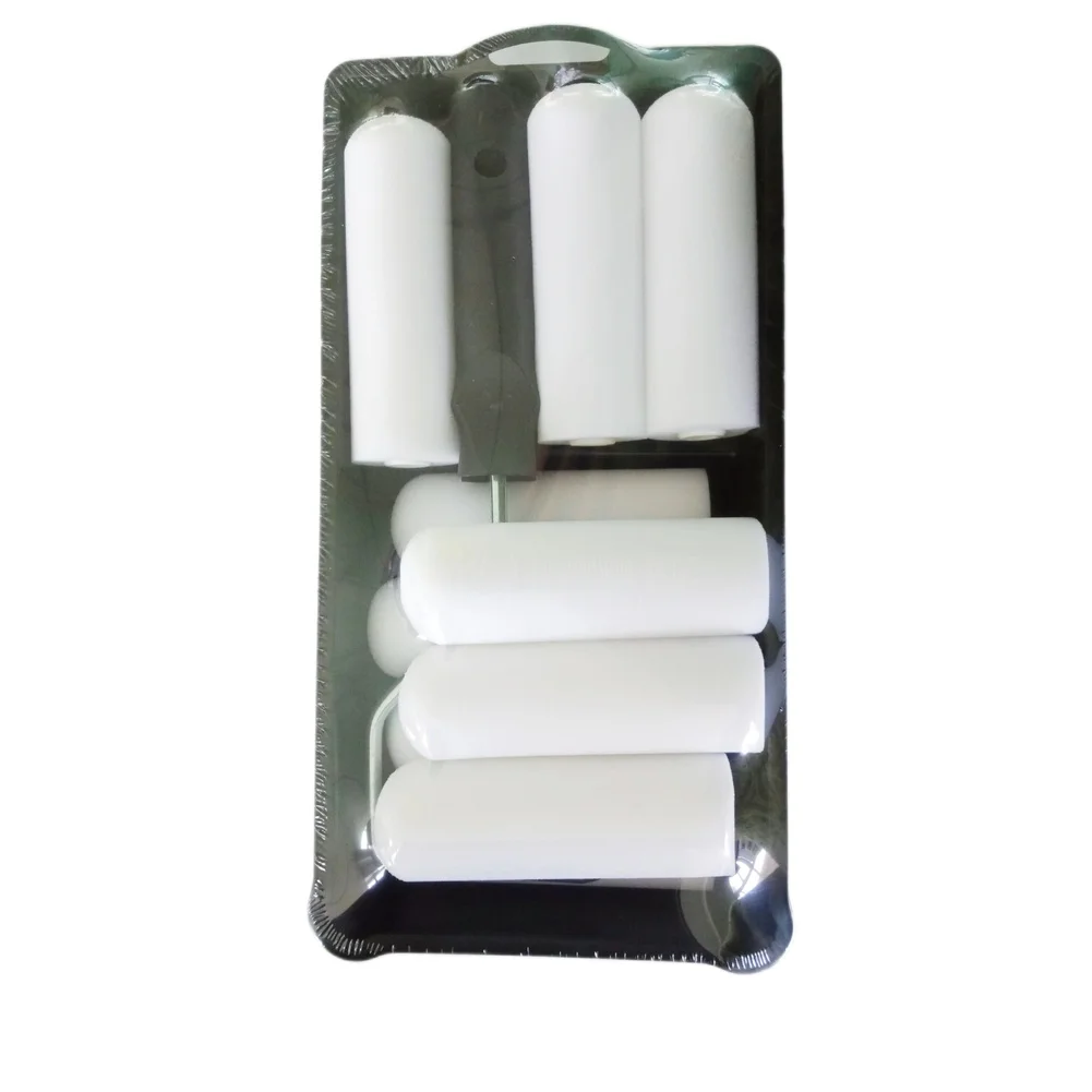 12 Pieces 4 Inch Paint Roller Kit With Sponge Refills And Steel Tray For Wall Decoration Home Improvement Painting Tools Set