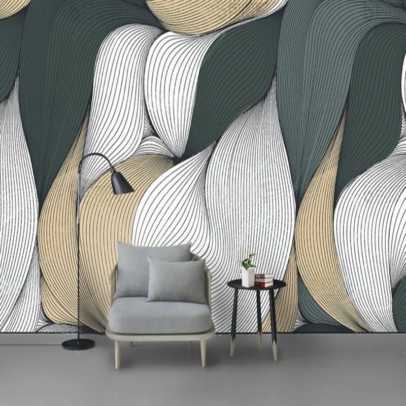 Texture New modern simple and abstract line creative decoration for the background wall of the TV and luxurious home bedroom