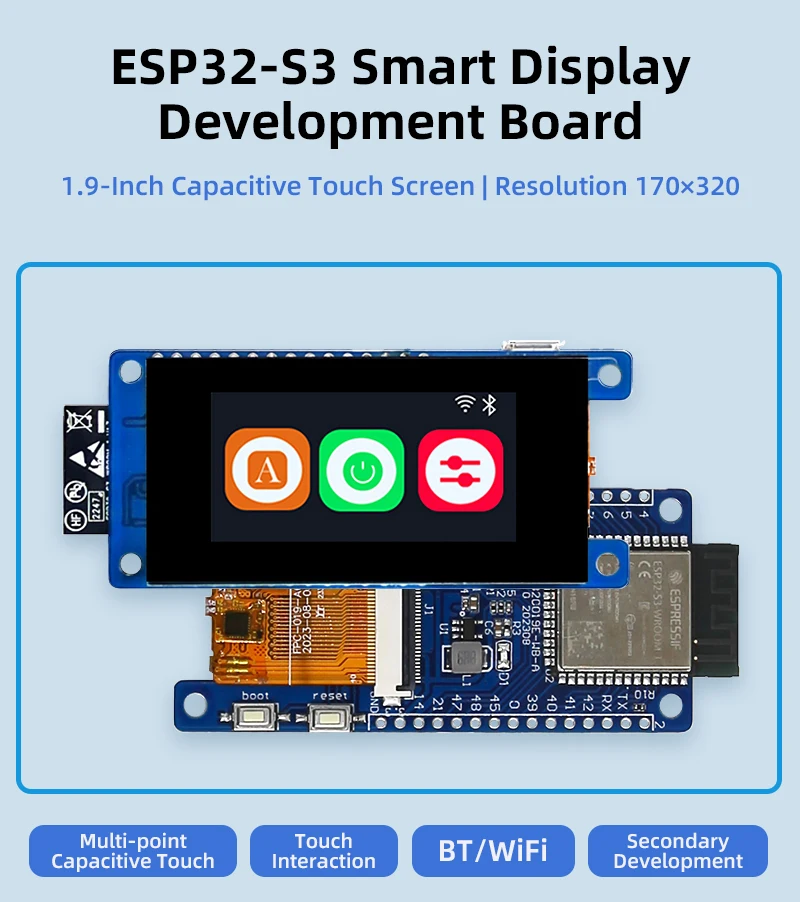 ESP32-S3 1.9 Inch IPS LCD Development Board 170×320 Capacitive Touch Display Support BT/WiFi For ESP32-S3