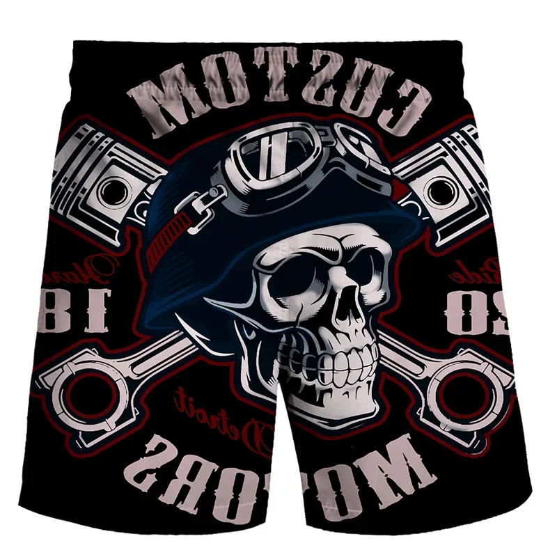 New pants skull shorts men\'s Gothic summer printed 3D shorts men\'s hip hop casual beach pants Bermuda oversized shorts