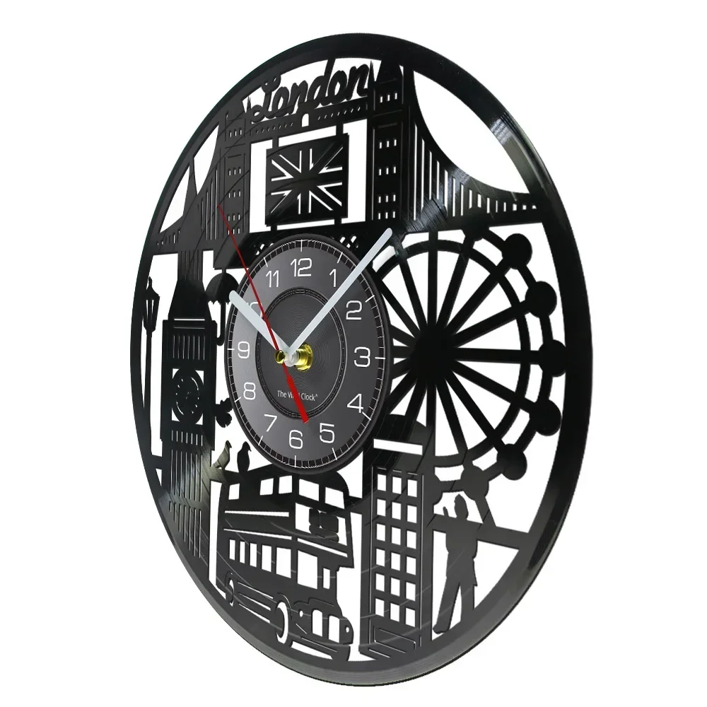 London City Landscape Vinyl Record Wall Clock UK Landmark Wall Art Office Room Decoration Wall Watch UK Tourist Souvenir Gift