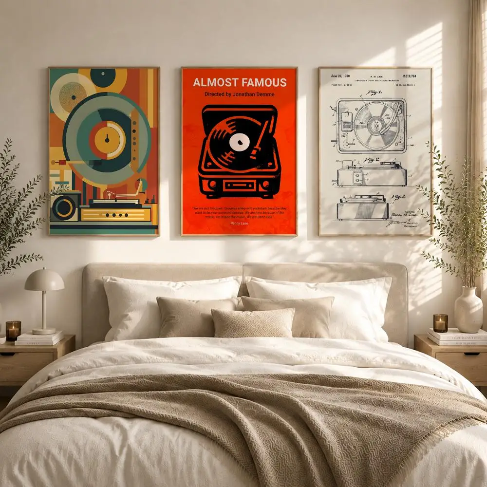 Colorful record player Poster HD art sticky wall waterproof home living room bedroom bar aesthetic decoration