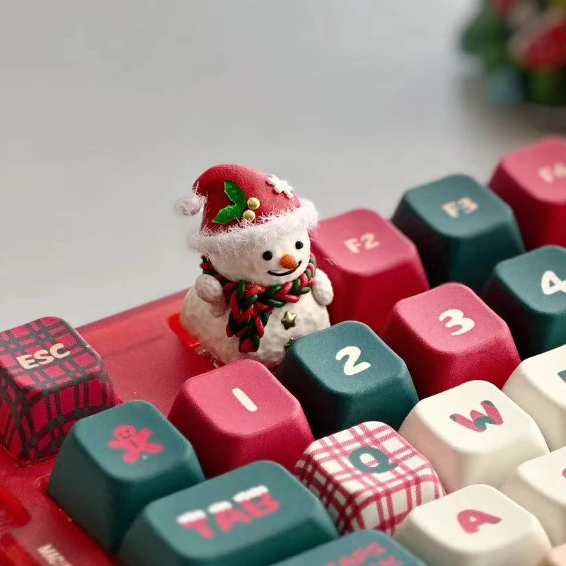 2024 New Christmas Mechanical Keyboard Customized Pure Handmade Diy Personalized Christmas Snowman Key Hat Boy Holiday Gift