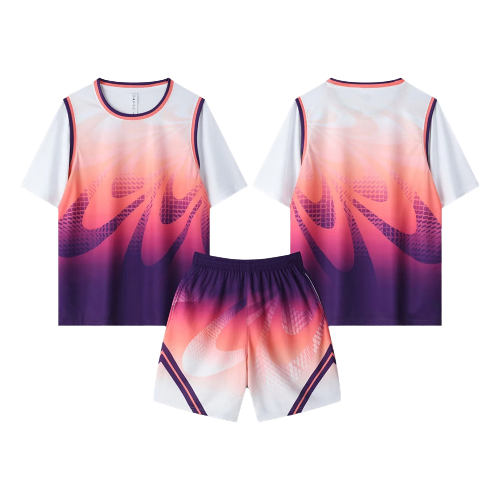 Kids Boys Girls Basketball Football Uniform Team Training 2-piece Sportswear Outfit Short Sleeve Jersey Top with Shorts Suits