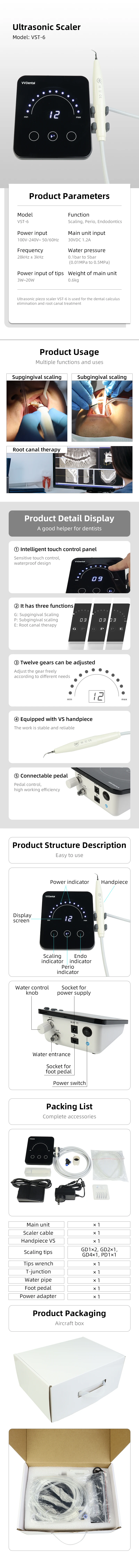 Ultraschall-Scaler mit Handstück, Dental-Scaler-Maschine zur Entfernung von Flecken und Zahnstein, Scaling, Parodontologie, Endodontie – Detail 2
