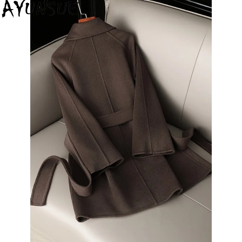 معاطف صوف 100% من AYUNSUE للنساء لخريف وشتاء 2025 معطف نسائي على الموضة الكورية ملابس نسائية عالية الجودة palldyto Zимperi Жénravo