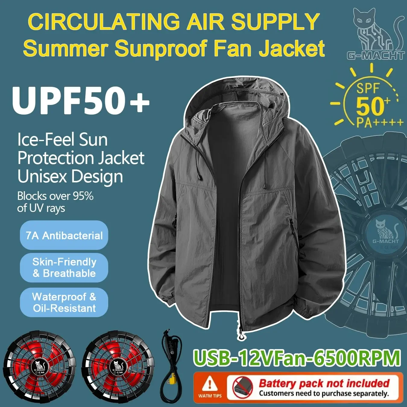12V/5V Cooling Vest for Couples Ice Jacket Heat Resistant Fan Air Conditioner Clothes Breathable Long-sleeve UV Protection Shirt