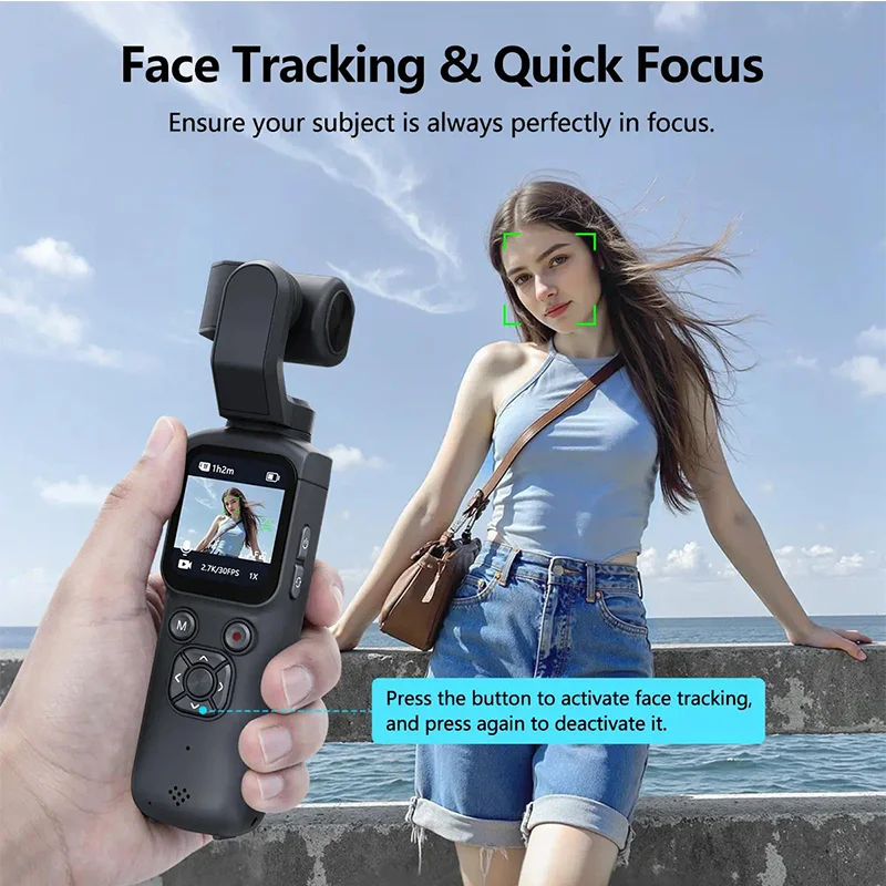 4K Pocket Action Camera Touch Screen Stabilization Sport BodyCam Portable Small Video Recorder Digital Vlog Camera with 32G Card