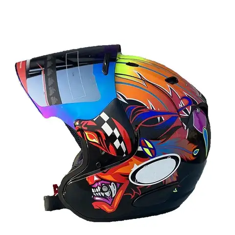 Motorcycle Single Visor Racing Helmet Protection Gear Head Capacete Women and Men Helmet ECE Approved Russell Flower Half Helmet