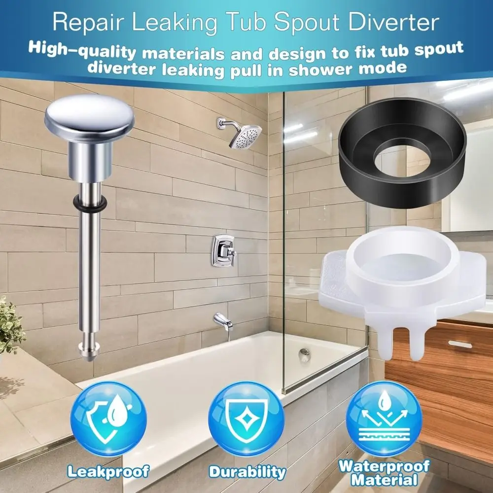 Leakproof Tub Spout Diverter Repair Kit Multi-functional Chrome Finish Diverter Valve Stems Durable Bathtub Leaky Faucet Parts
