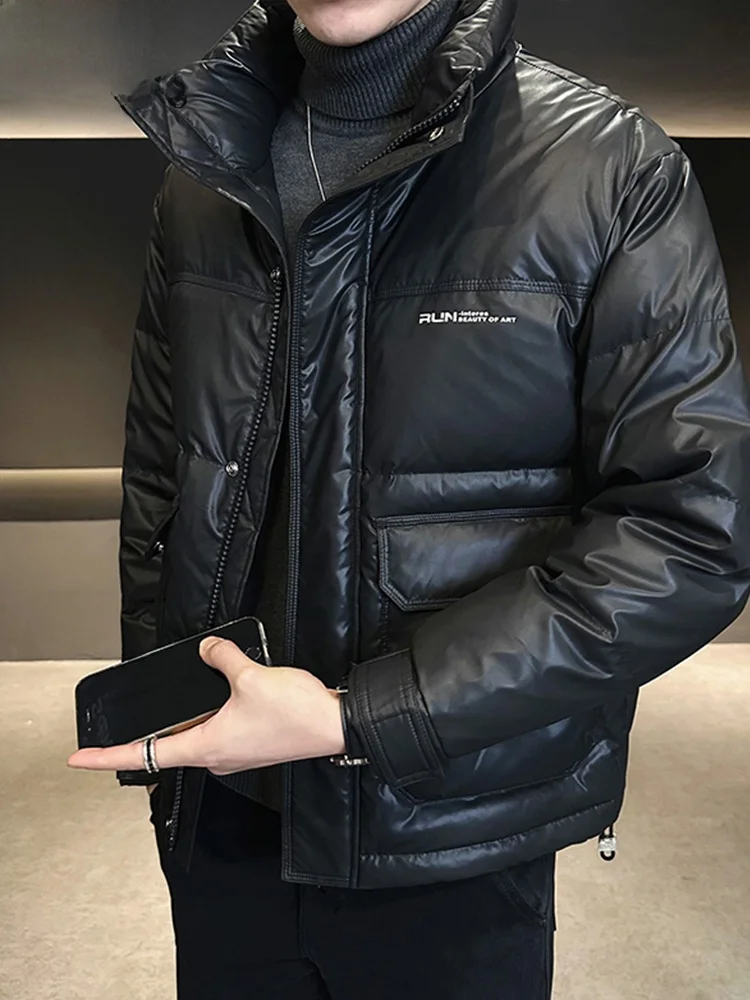 

Thiened Leather Du down Jaet Stand Collar Men's Winter Warmth Outerwear TUCANO Brand Casual Sle Windproof Waterproof