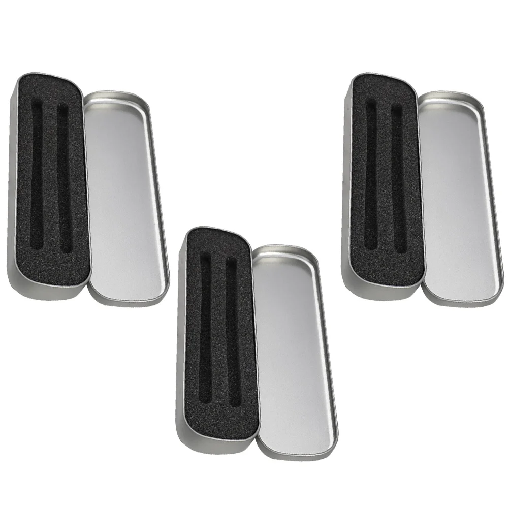 3pcs Metal Pencil Box Rectangular Hard Pen Storage Case For Students Portable Stationery Organizer Pencil Case Small