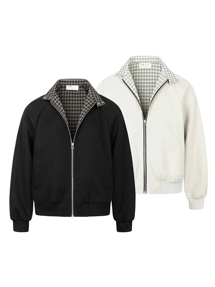 

Модная мужская зимняя куртка-харрингтон в клетку, повседневная, свободного кроя, универсальная, на молнии, для молодежи