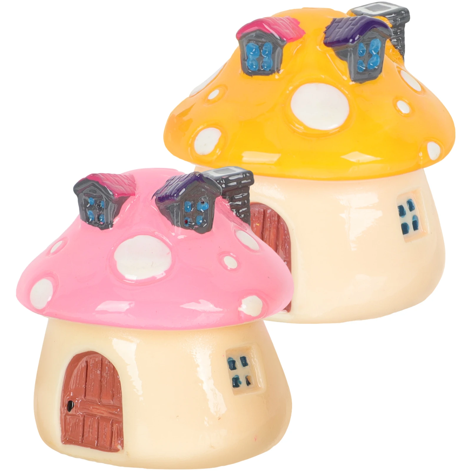 

2pcs Mini House Decor Fairy Mushroom Figurines For Garden Bonsai Lawn Landscape Ornament Mushroom Statues Outdoor Miniature