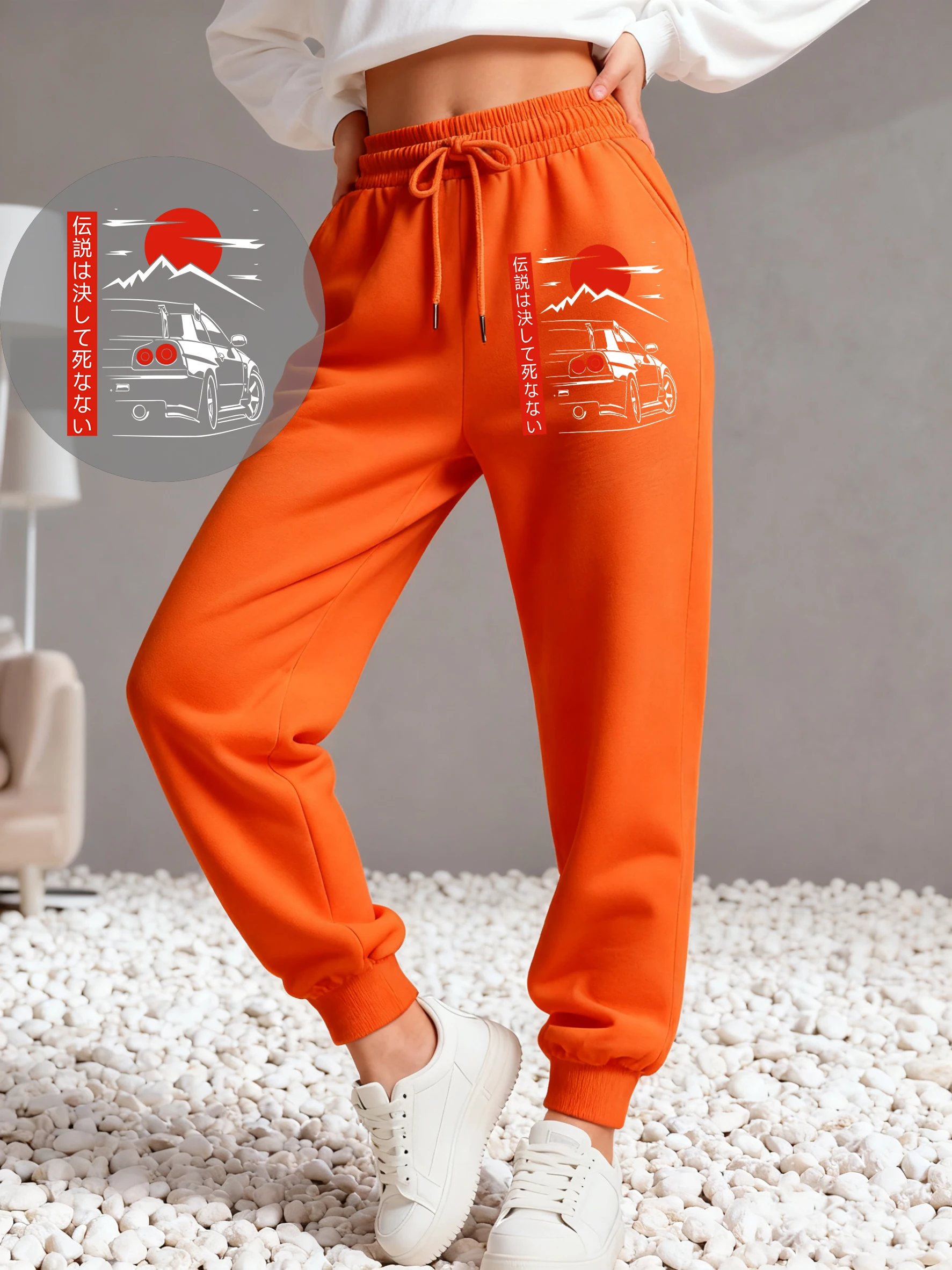 和風原宿カーデザインレディーススウェットパンツフリースロングジョギングパンツヒップホップ快適なズボン秋Y2Kスポーツパンツ