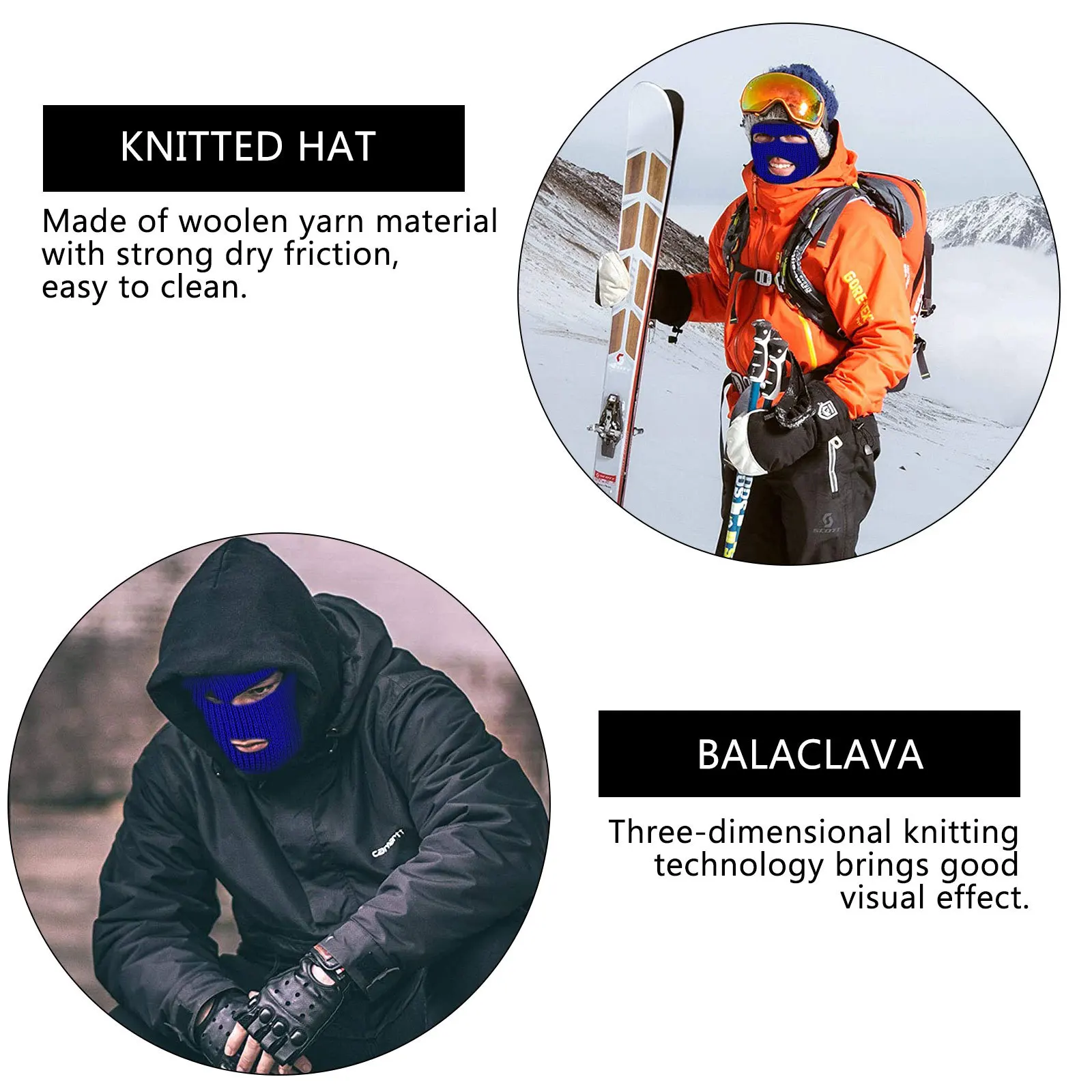

Knitted Winter Balaclava Cycling Hat 3-Holes Face Cover Neck Warm Outdoor Windproof Hat Winter Balaclava 3-Holes Face Cover