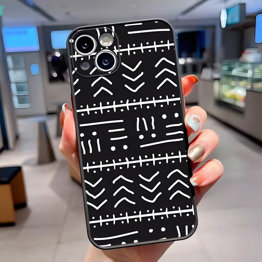 African Wax Print Design Phone Case Matte Translucent Back Cover for IPhone 15 Pro Max 14 Pro 13 11 12 Mini Xs X Xr 7 8 Plus Se