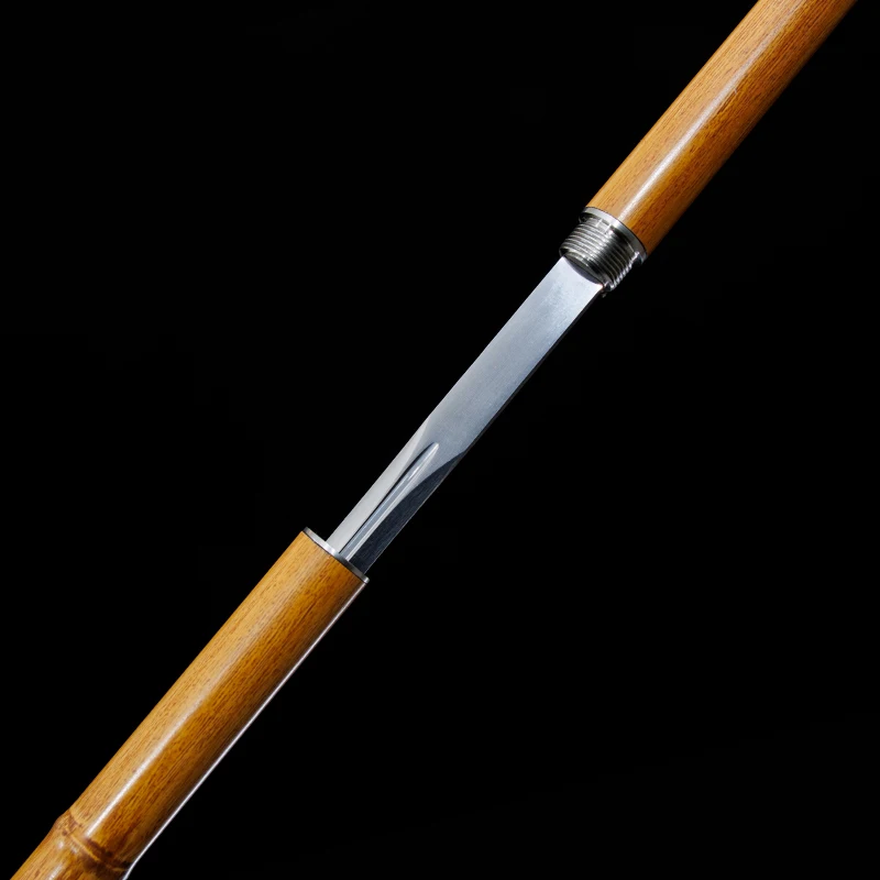 112cm Yellow Bamboo Walking Stick Sword High Carbon Steel Blade Real Full Tang Training Swords Dragon Samurai Katanas Home Decor