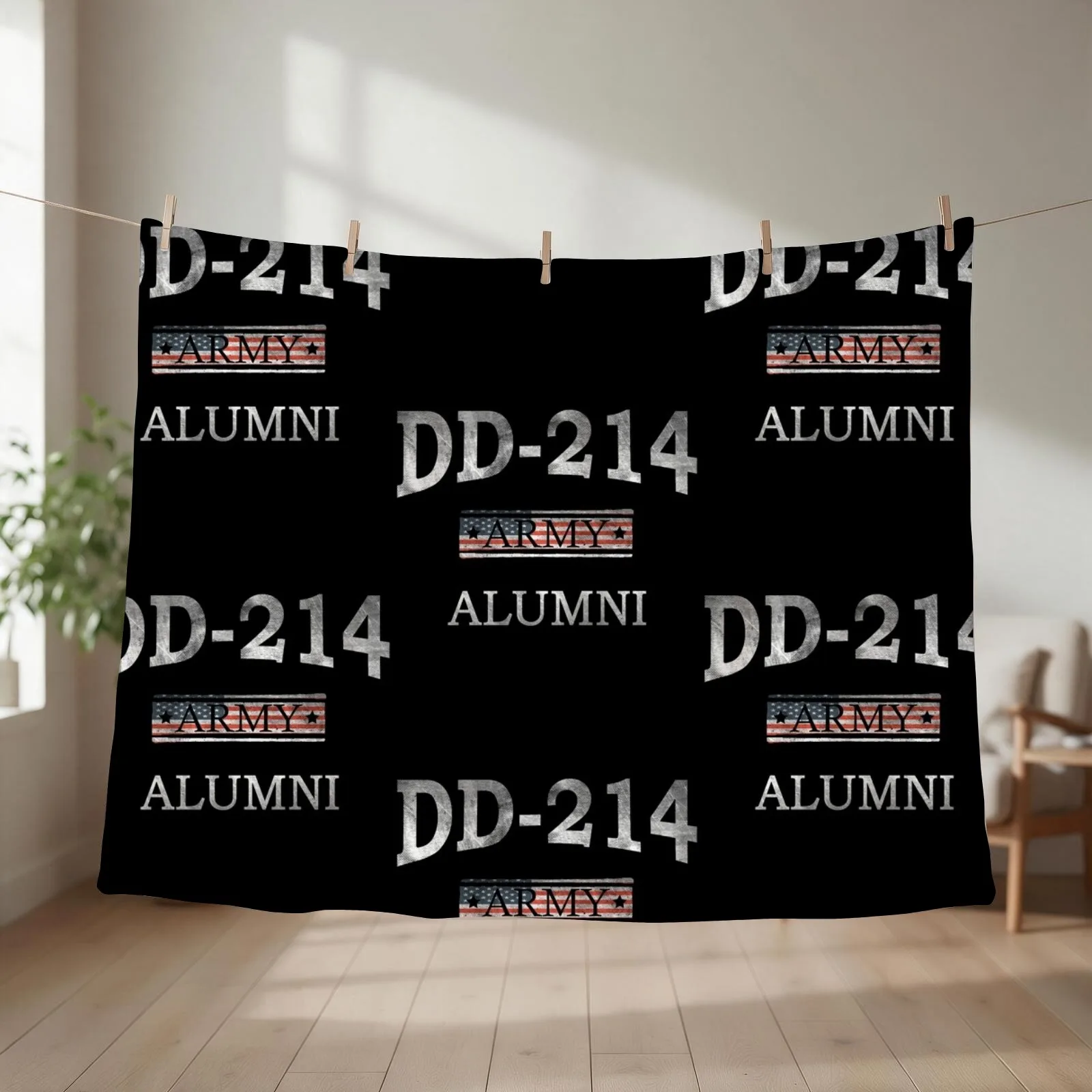 DD 214 Army Alumni Throw Blanket couch cozy soft plush fuzzy picnic outdoor blanket