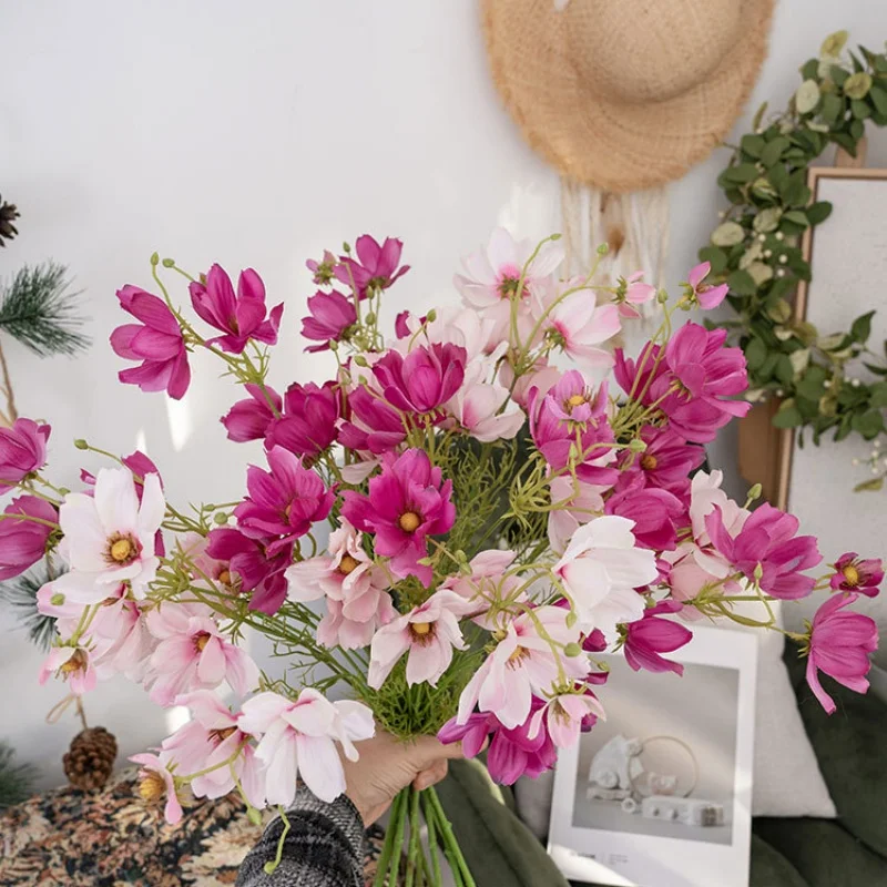 

Elegant Silk Single Stem Cosmos Artificial Bouquet 6/9/12pcs for Home Wedding Engagement Christmas Party Desk Decorations