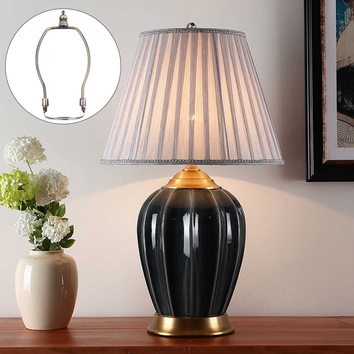 1pc chifre suporte da lâmpada 8 Polegada bronze revestido de metal lâmpada harpa titular mesa lâmpadas chão decorativo luz quadro acessórios