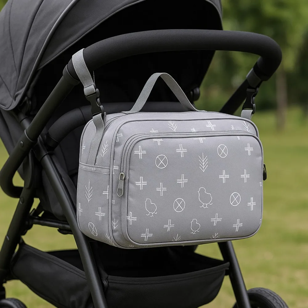 2 حجم لينة حقيبة تخزين الحفاضات رشاقته النايلون الأم النقل المنظم الطبقات متعددة الوظائف يشكلون كيس مزموم المرأة #4