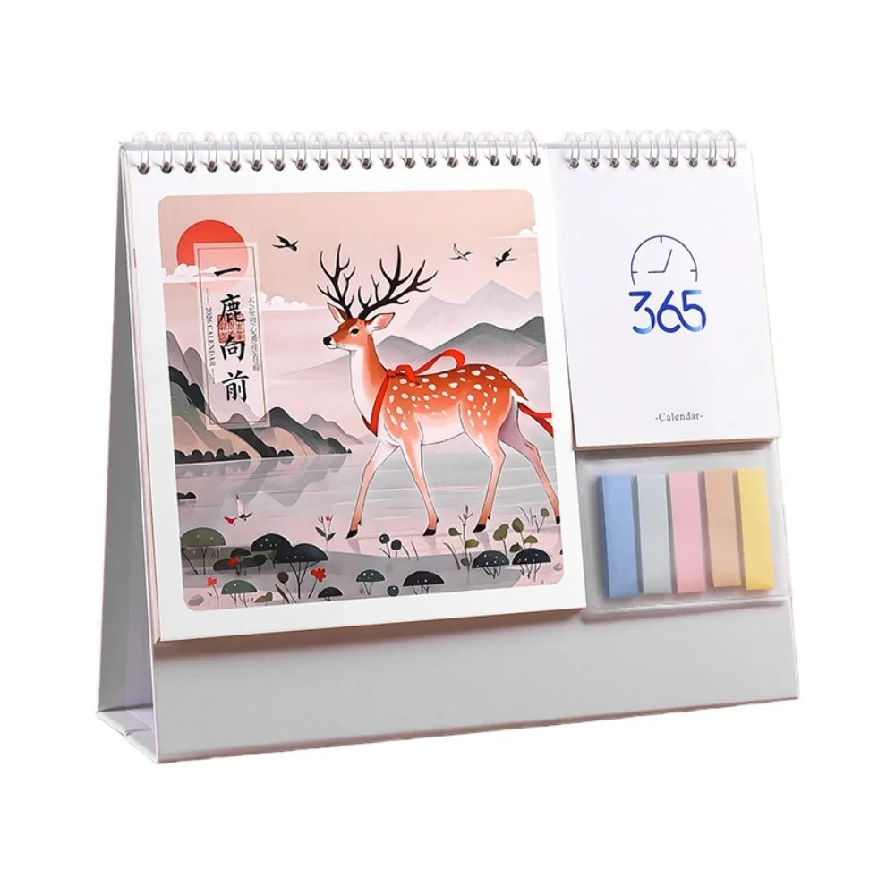 

Chinese New Year Style 2026 Desk Calendar Month Date Display Coil Binding Monthly Planner Cartoon Pony with Notes