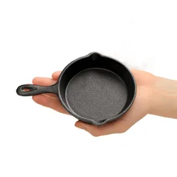 Mini Cast Iron Skillet 4” Frying Pan with Drip-Spouts Home Barbecue Pans Small Frying Pan