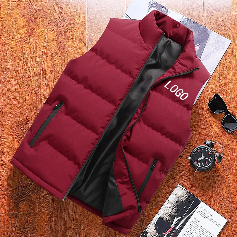 

Custom LOGO Vest Men Autumn Jackets Thick Vests Man Sleeveless Coats Male Warm Cotton-Padded Customied Waistcoat Men Gilet Veste