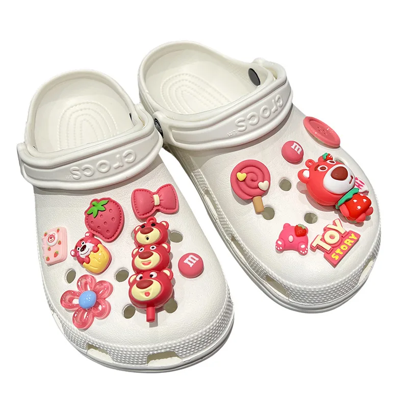 9/11/13/14 pz/set nuovi accessori per scarpe Disney Cartoon Kawaii Lotso Hole Shoes fibbia Set decorazione fai da te ragazza rimovibile per regalo