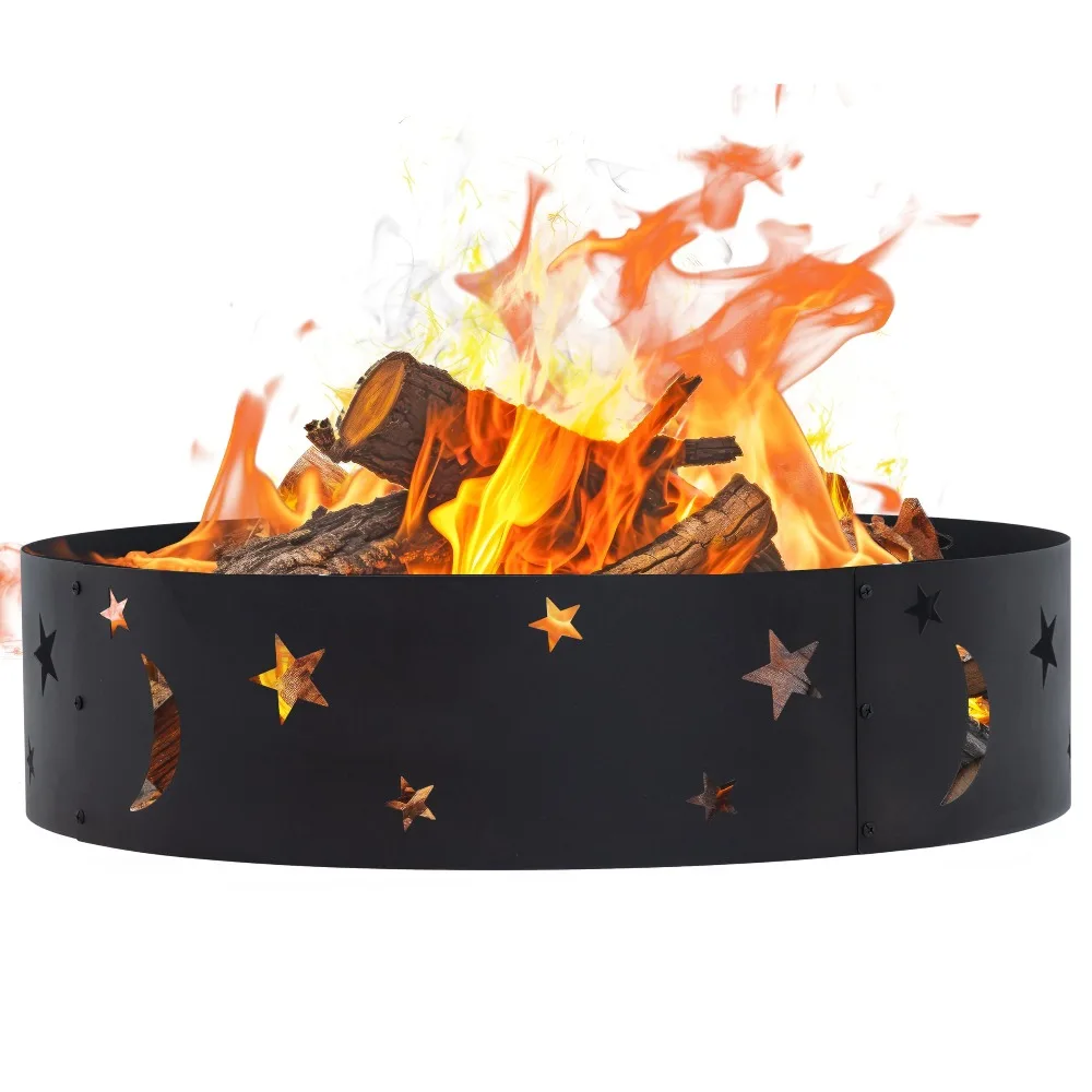 Sunnydaze Wood Burning Outdoor Metal Fire Pit Ring, 36